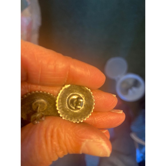 Sterling Silver Concho Stud Earrings Southwestern Sunburst Scalloped 925 Studs - Picture 4 of 7